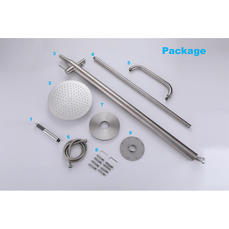 MODLAND Floor Mounted Outdoor Shower Fixtures with Overhead Shower Head